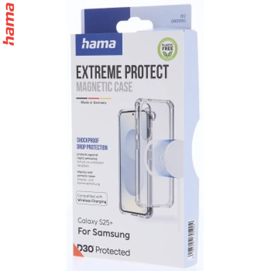 Hama Extreme Protect, kryt pre Samsung Galaxy S25+, magnetický, D3O®, nezažltne, priehľadný