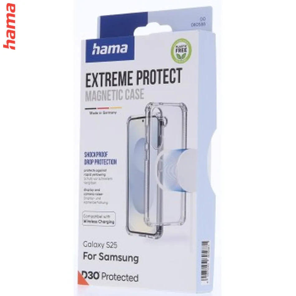 Hama Extreme Protect, kryt pre Samsung Galaxy S25, magnetický, D3O®, nezažltne, priehľadný