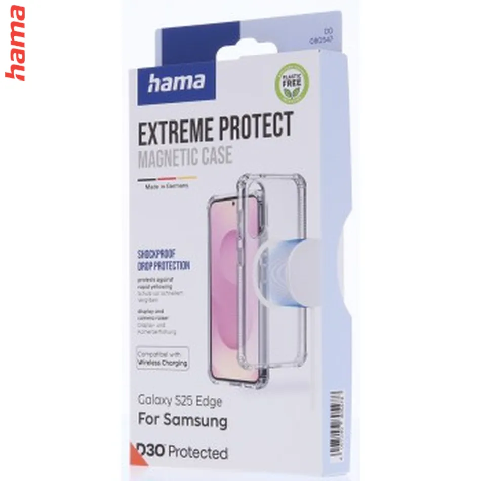 Hama Extreme Protect, kryt pre Samsung Galaxy S25 Edge, magnetický, D3O®, nezažltne, priehľadný