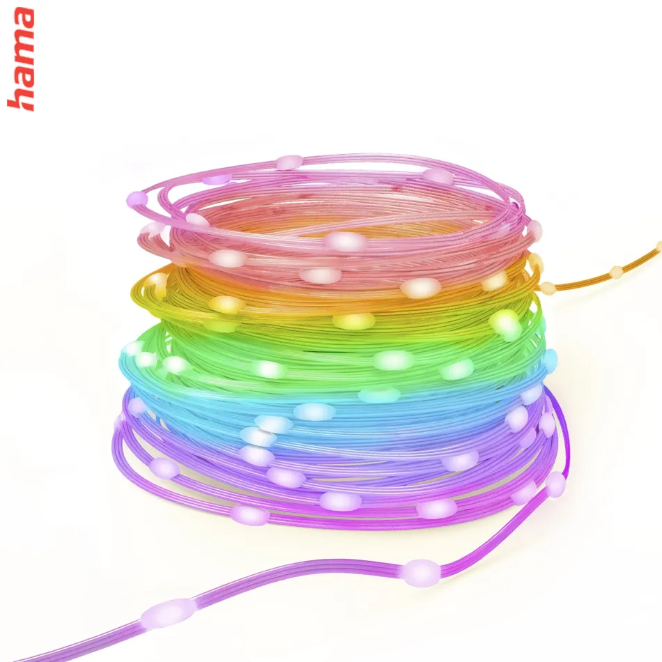 Hama SMART WiFi svetelná reťaz, 100 LED, von./vnút. použitie, nastavenie farieb, stmievanie, 10 m