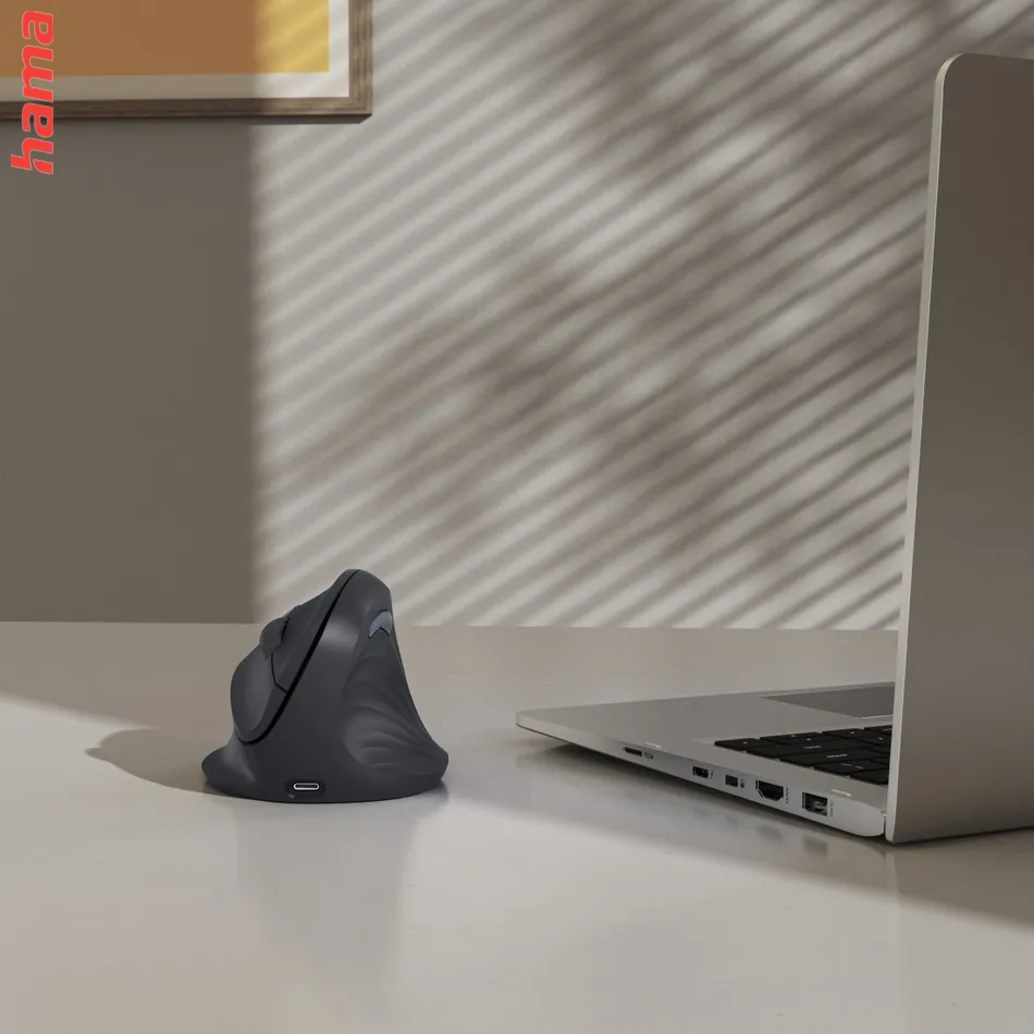 Hama vertikálna ergonomická bezdrôtová myš EWM-600R, pre pravákov, nabíjacia, čierna