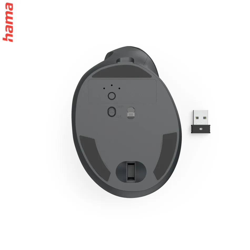 Hama vertikálna ergonomická bezdrôtová myš EWM-600L, pre ľavákov, nabíjacia, čierna