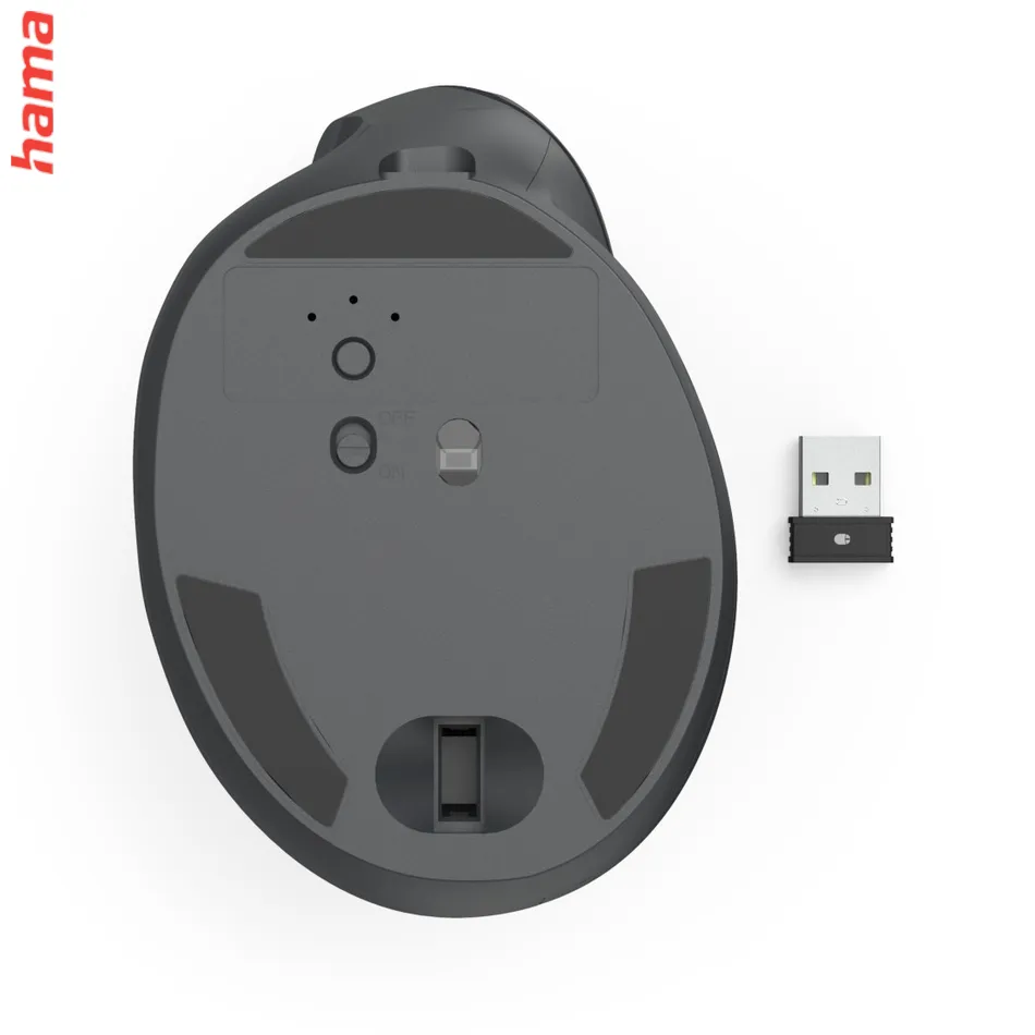 Hama vertikálna ergonomická bezdrôtová myš EWM-600L, pre ľavákov, nabíjacia, čierna