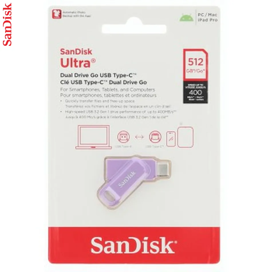 SanDisk Ultra Dual Drive Go USB Type- C, levanduľová 512 GB