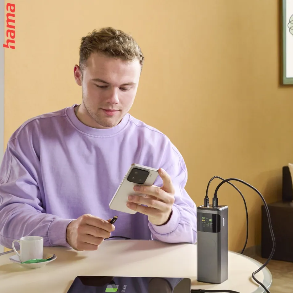 Hama High Power 200 W, powerbanka, 24000 mAh, 2x USB-C, 1x USB-A, PD, QC, displej