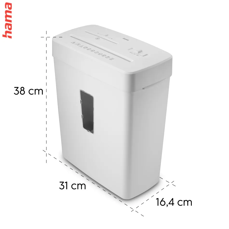 Hama Prime M50CD-W, skartovačka, micro rez, 5 listov, bezpečnostná úroveň P5 T2 E2 O1, biela