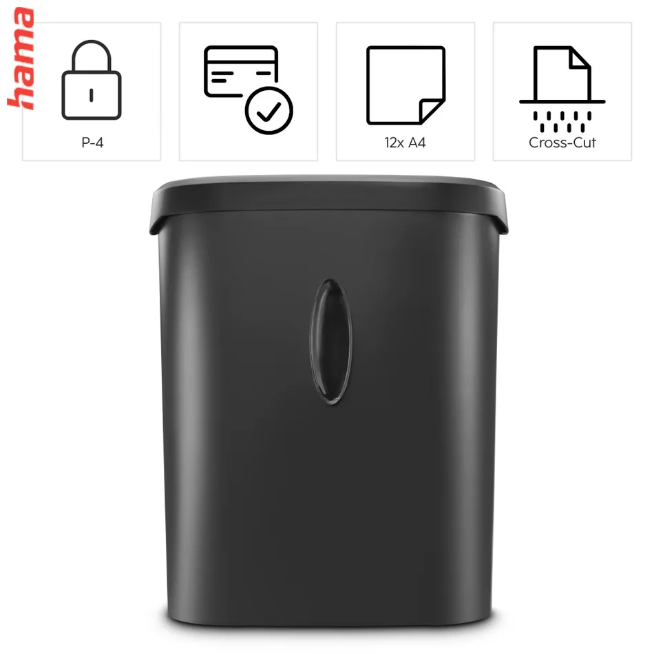 Hama Safe X120, skartovačka, krížový rez, 12 listov, bezpečnostná úroveň P4 T4 E3