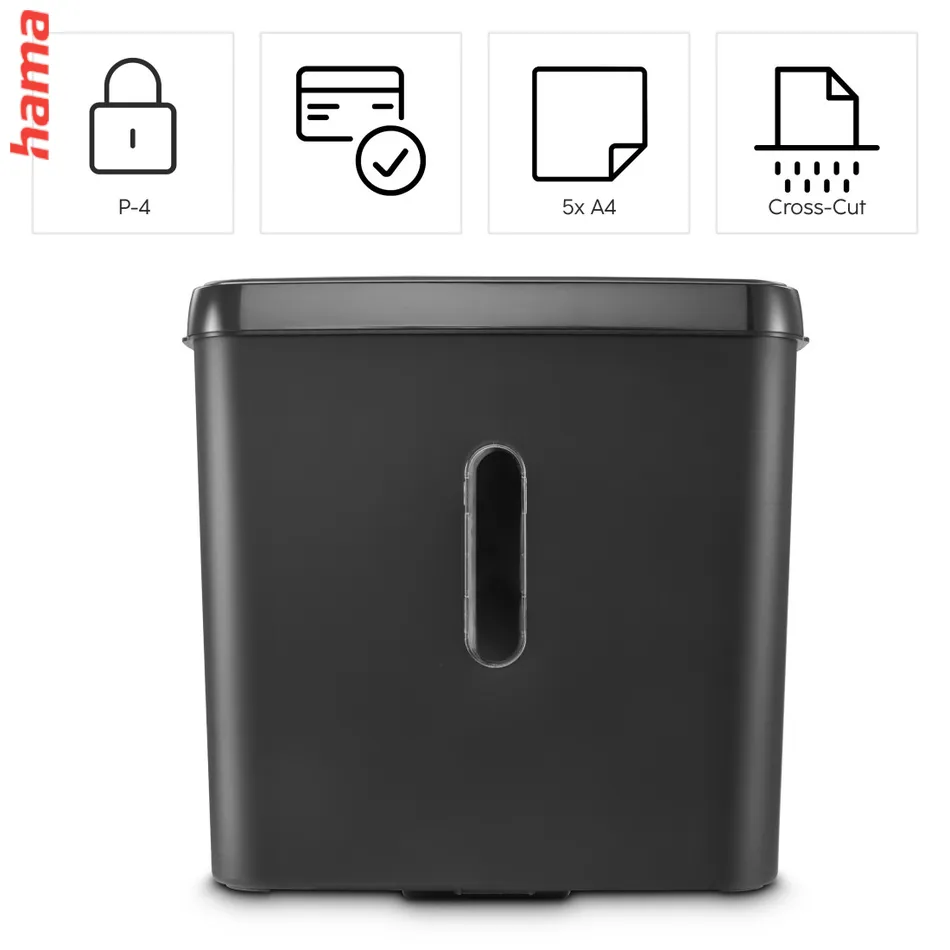 Hama Safe X50, skartovačka, krížový rez, 5 listov, bezpečnostná úroveň P4 T4 E3