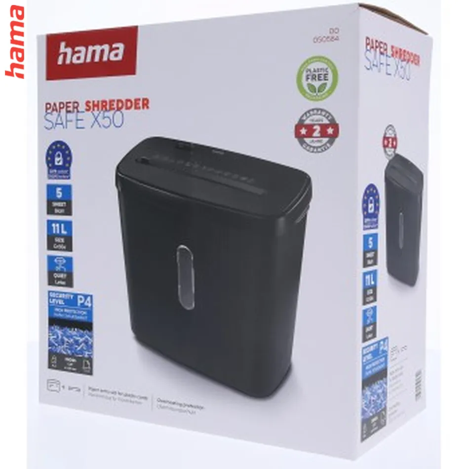 Hama Safe X50, skartovačka, krížový rez, 5 listov, bezpečnostná úroveň P4 T4 E3