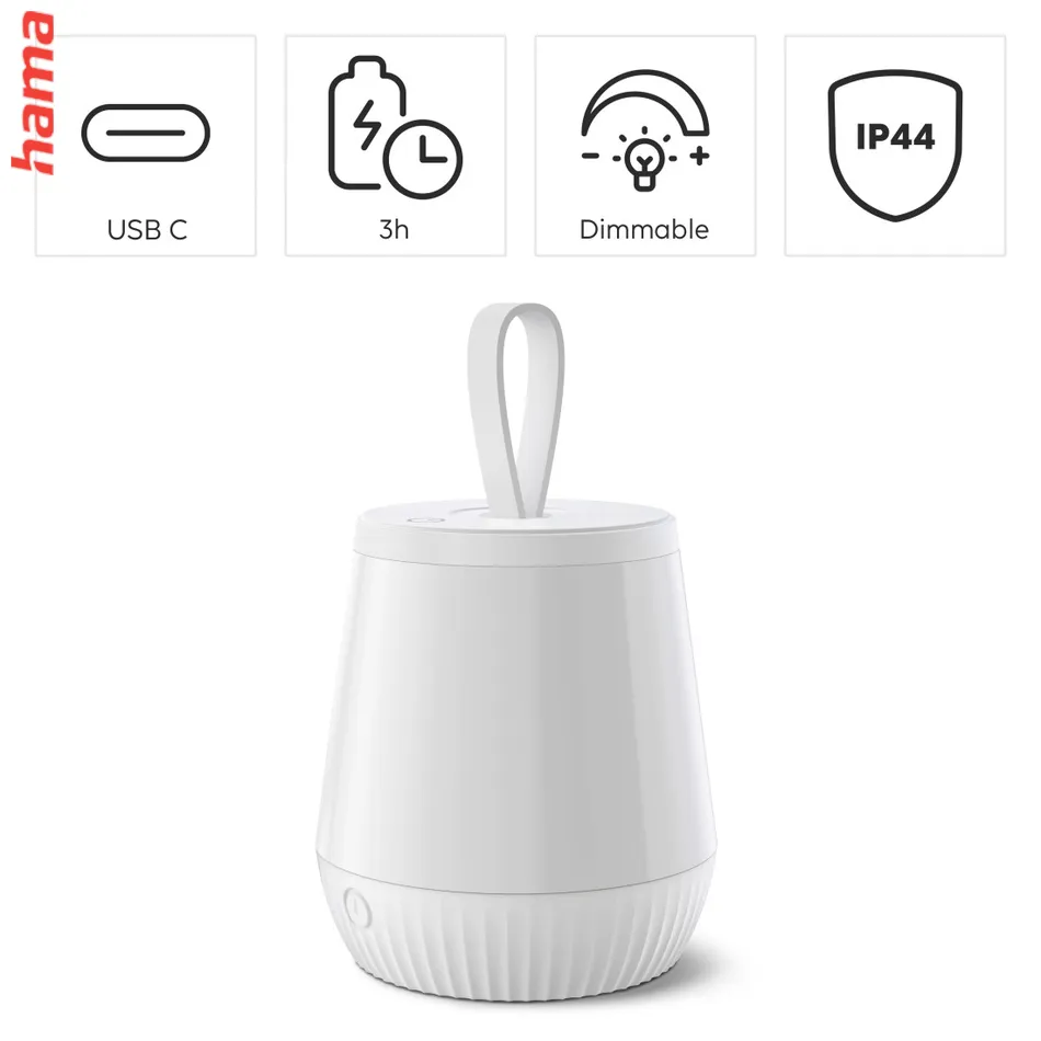 Hama Mobile, nočné/orientačné LED svetlo, prenosné, nabíjacie, časovač, stmievanie, RGBW, IP44