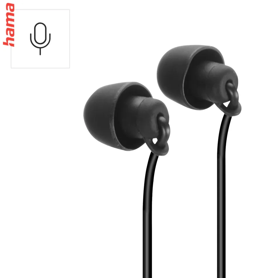 Hama USB-C slúchadlá s mikrofónom Calm, mini štuple, čierne