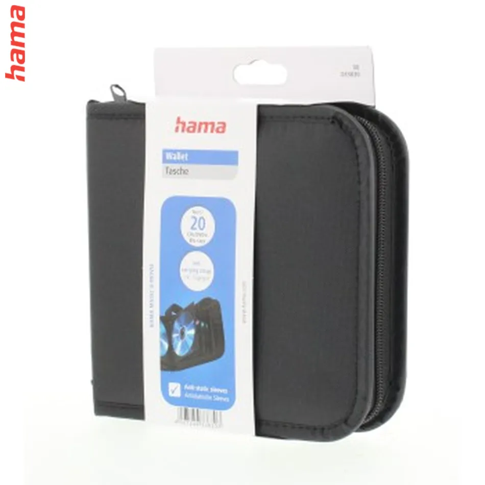 Hama Wallet 20, puzdro na 20 CD/DVD/Blu-ray diskov, polyester, čierne