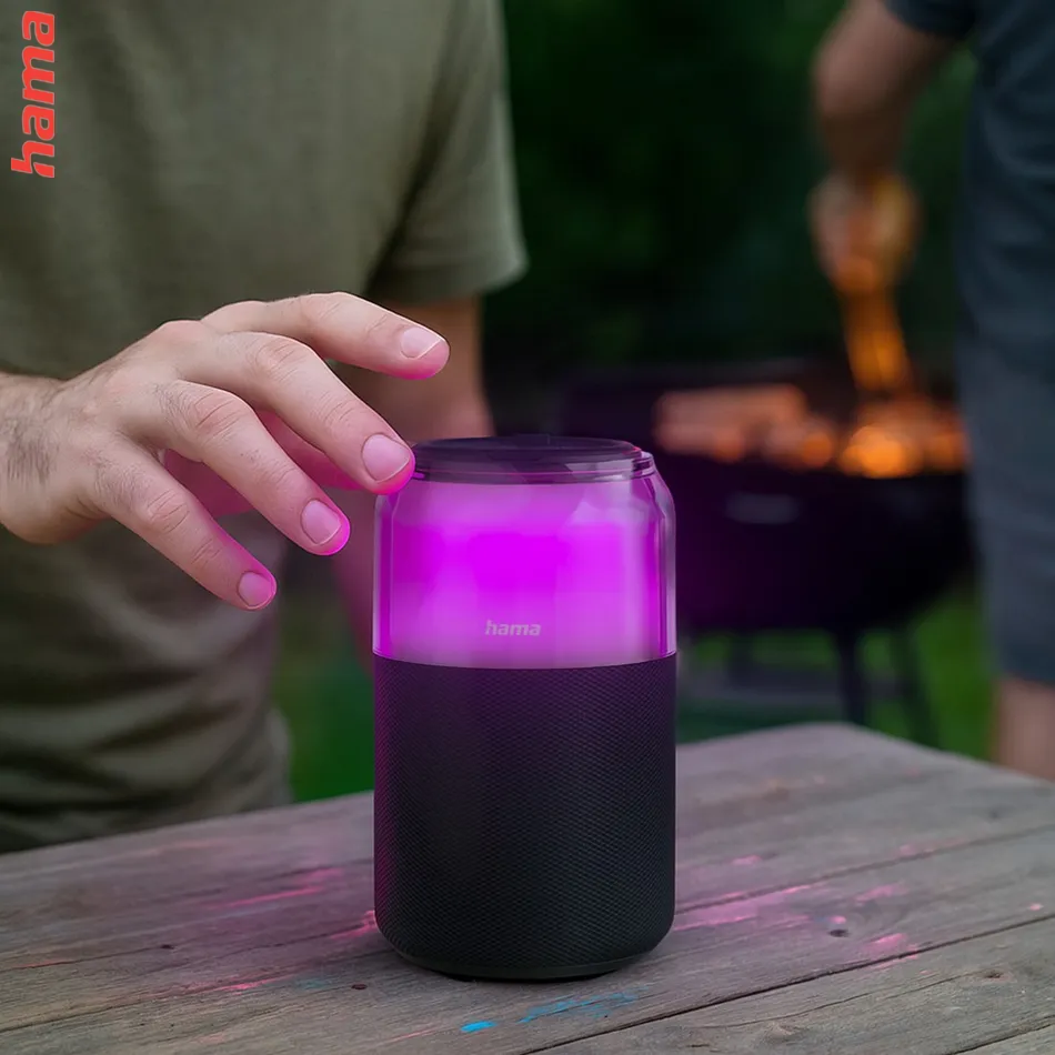 Hama Can Speaker, Bluetooth reproduktor, 5 W, tvar plechovky, USB-A pre ext.audio, 4 svetelné režimy