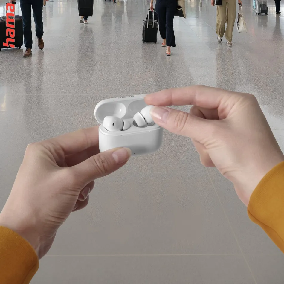 Hama Bluetooth slúchadlá Passion Clear II, štuple, ANC/ENC, aplikácia, biele