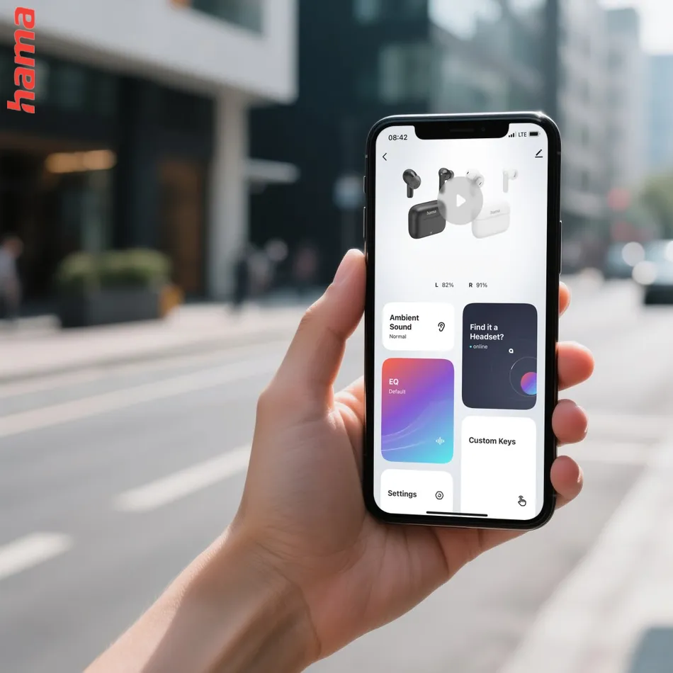 Hama Bluetooth slúchadlá Passion Clear II, štuple, ANC/ENC, aplikácia, biele