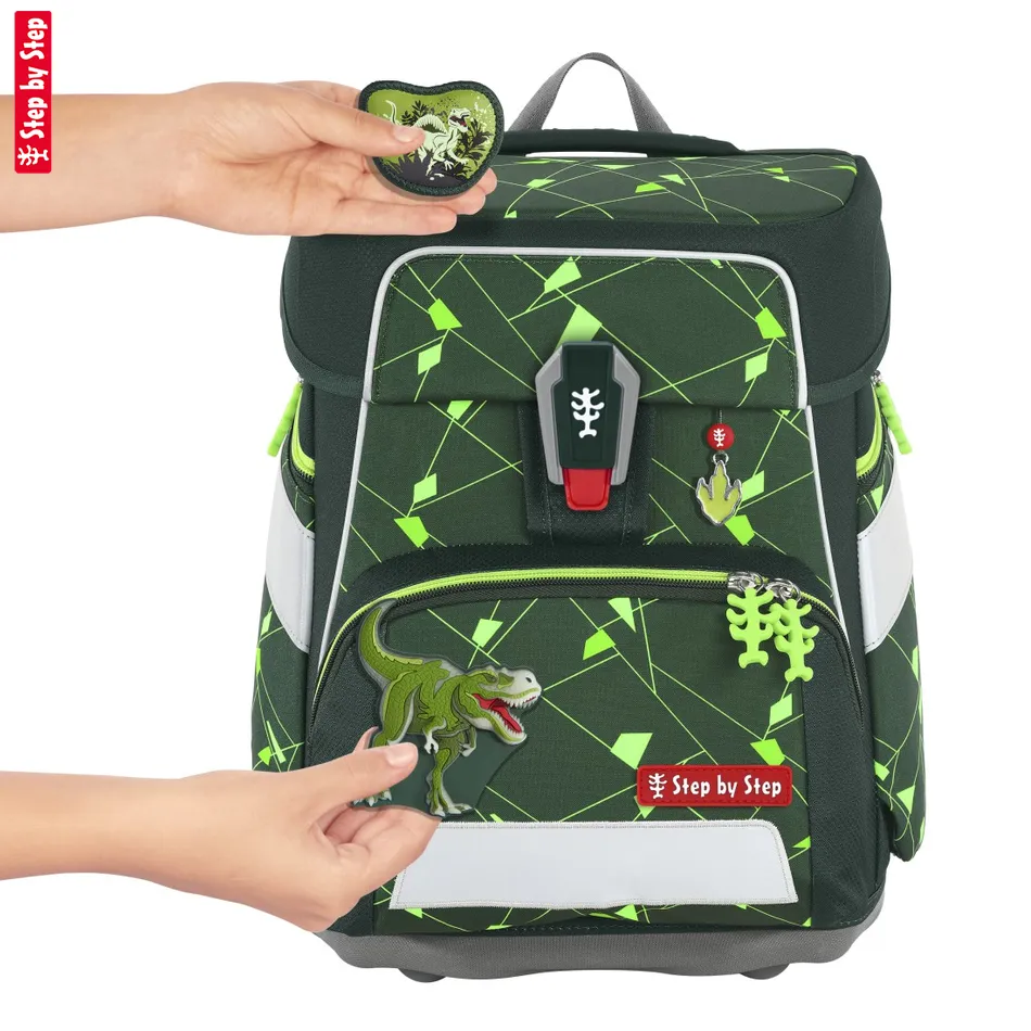 Školská taška Step by Step SPACE SHINE, Dino Night Tyro - 5-dielny set, AGR certifikát