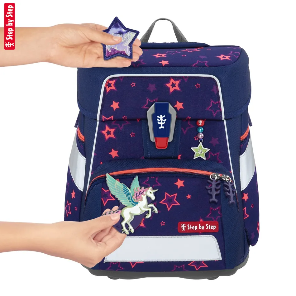 Školská taška Step by Step SPACE SHINE, Pegasus Night Nuala - 5-dielny set, AGR certifikát