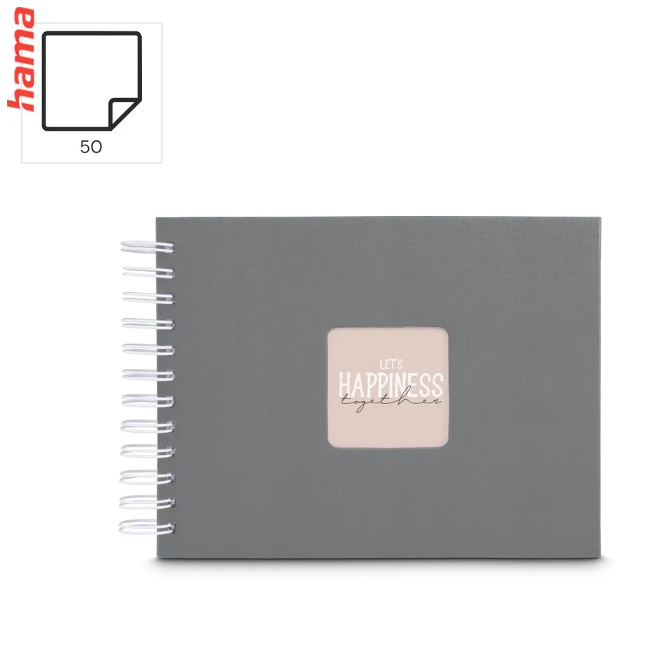 Fotoalbum klasický špirálový FINE ART 24x17 cm, 50 foto, kamenná šedá, biele listy