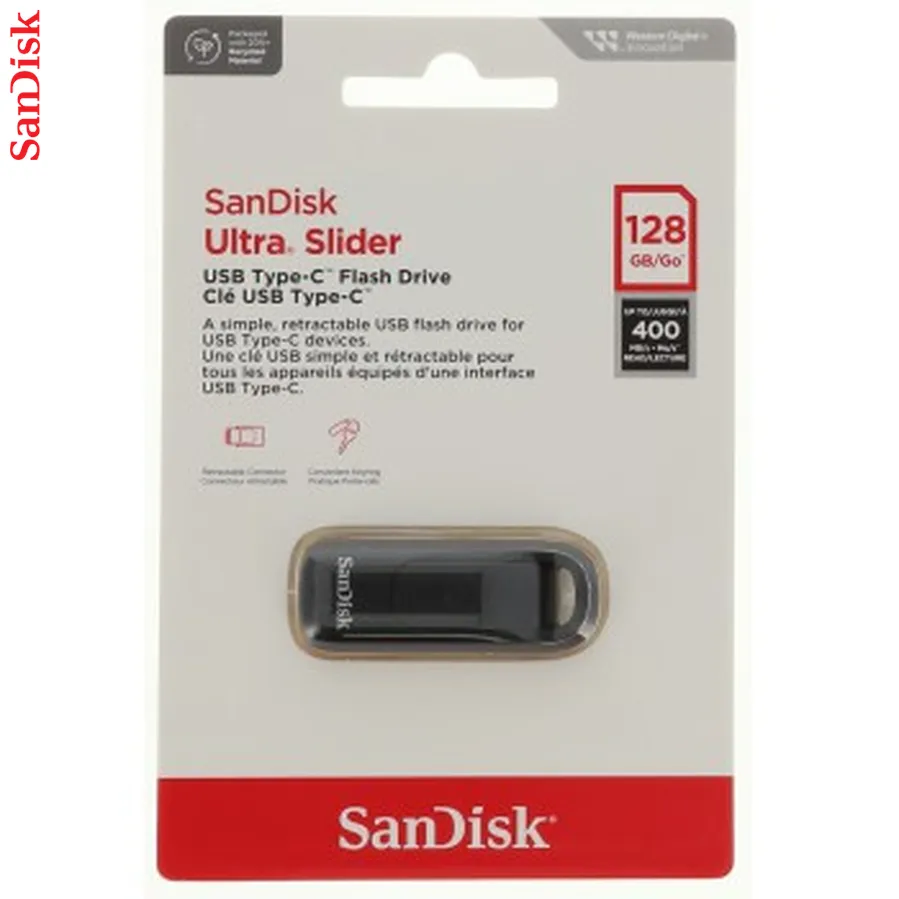 SanDisk Ultra Slider USB Type-C USB 3.2 Gen 1 128 GB, zasúvací konektor