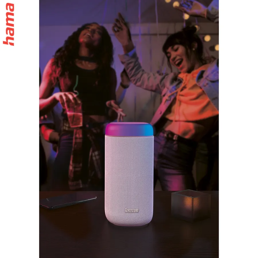 Hama Bluetooth reproduktor Shine 2.0, LED podsvietenie, IPX 4, biely