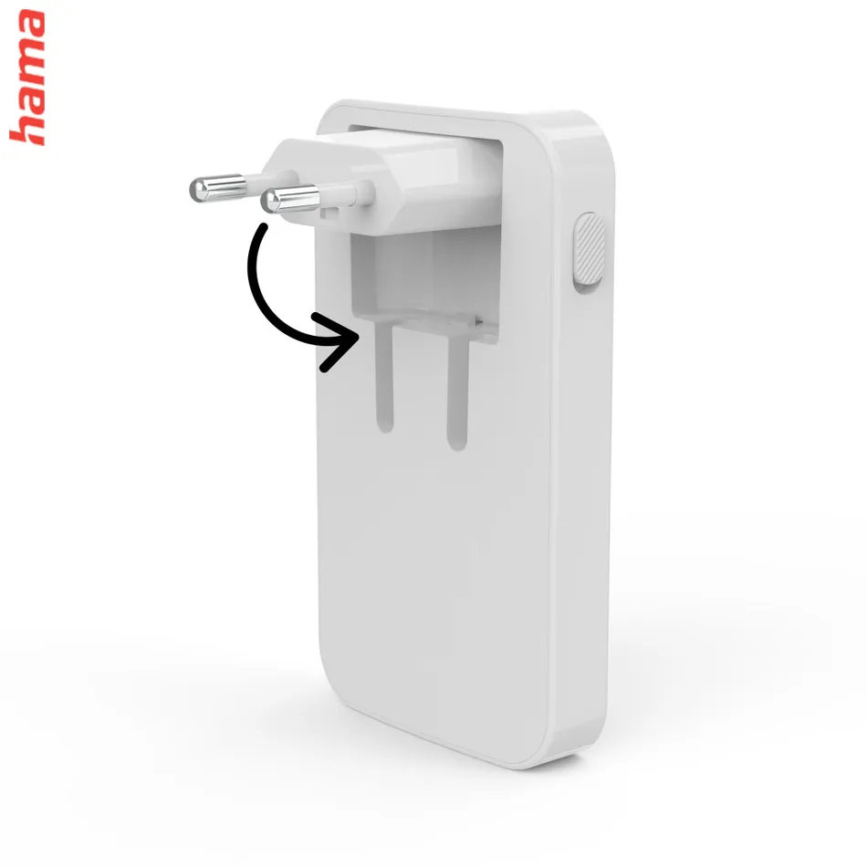 Hama rýchla USB nabíjačka GaN 2x USB-C + USB-A, PD/QC 65 W, plochá, skladacia  