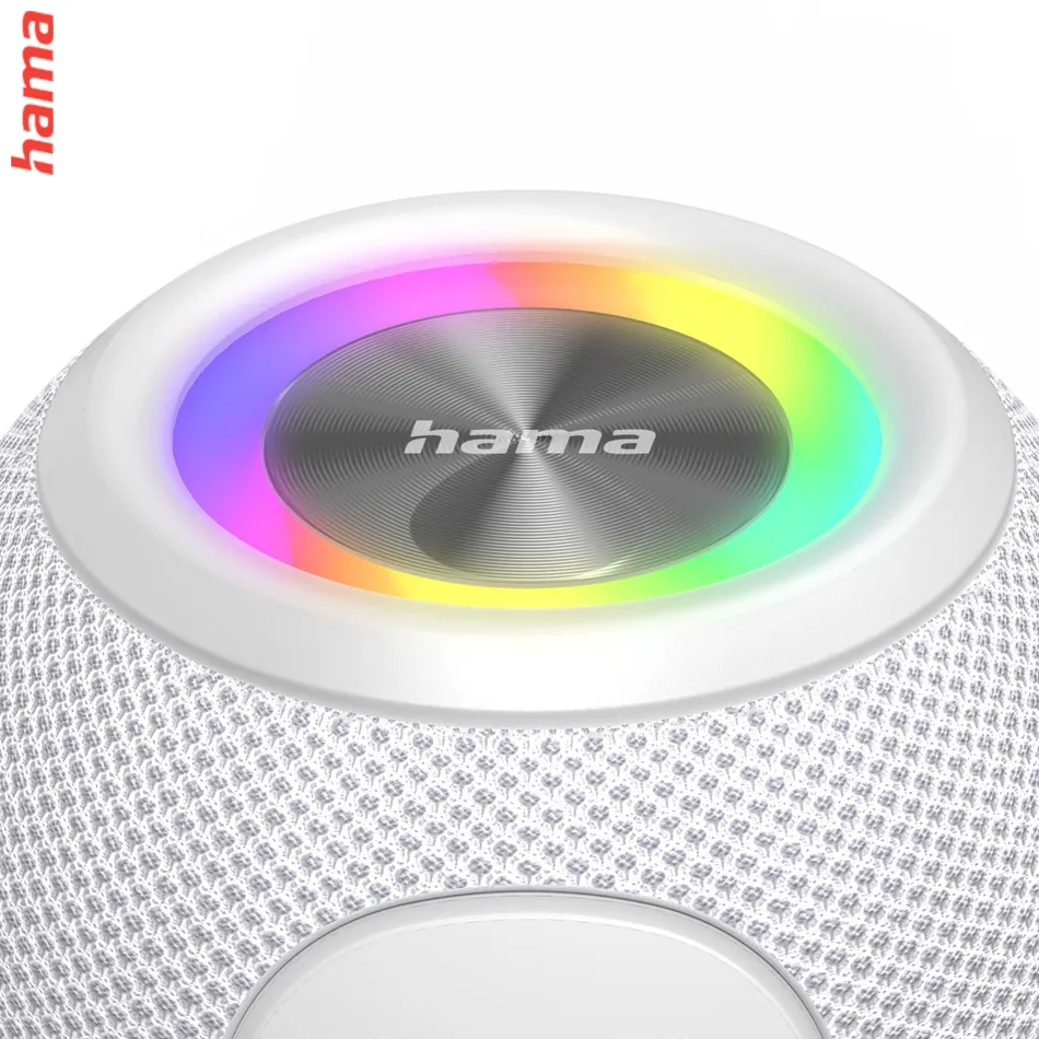 Hama Ball Bluetooth Reproduktor, 5 W, LED, AUX/USB/microSD, Biely  