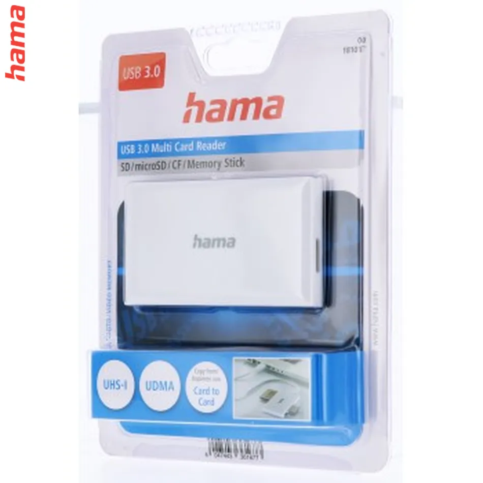 Hama USB 3.0 multi čítačka kariet, SD/micro SD, CF, MS, biela
