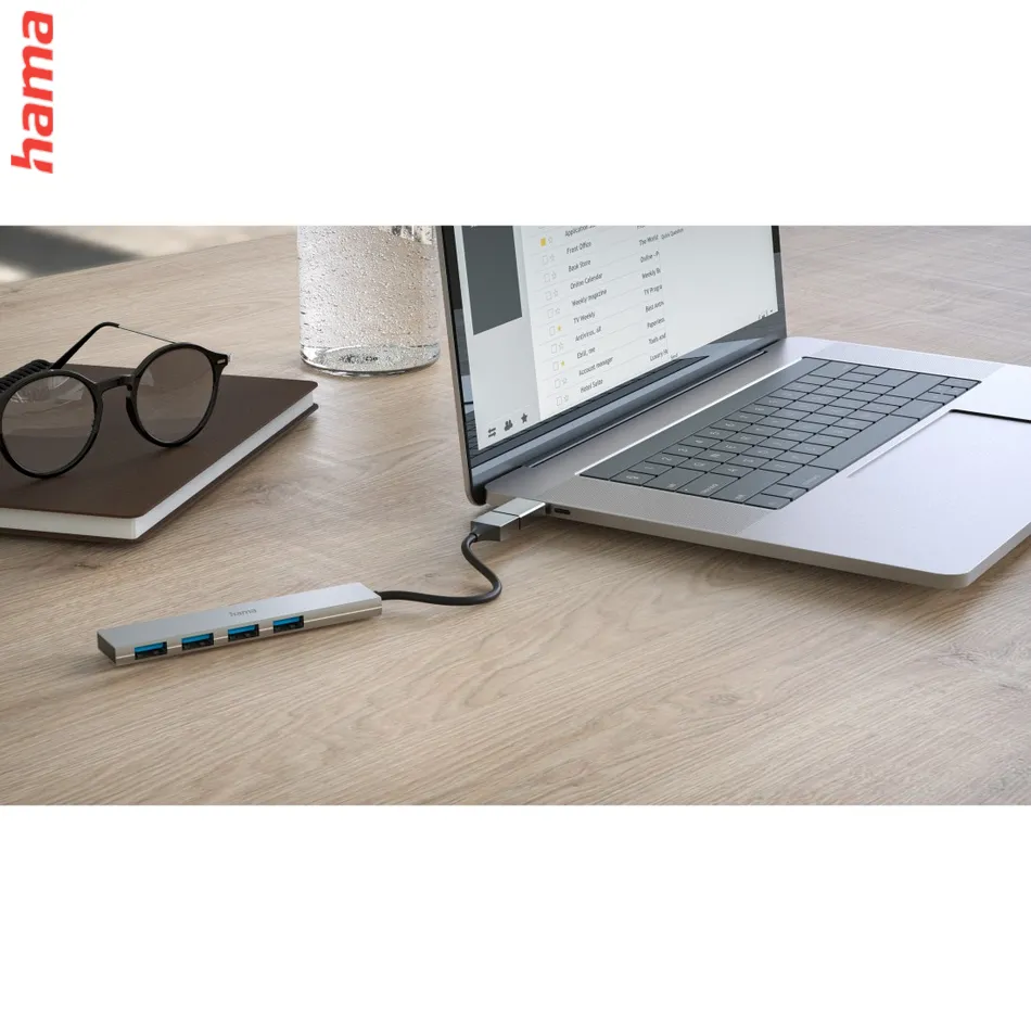 Hama USB hub, 4 porty, USB 3.2, 5 Gb/s, Ultra Slim, USB-C adaptér