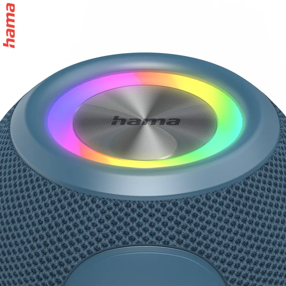 Hama Ball, Bluetooth reproduktor, 5 W, LED podsvietenie, AUX-in, USB-A, microSD slot, modrý