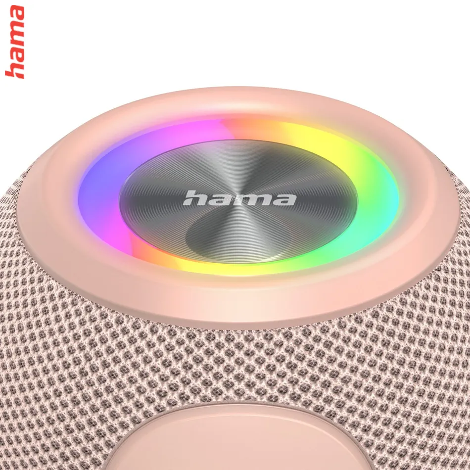 Hama Ball, Bluetooth reproduktor, 5 W, LED podsvietenie, AUX-in, USB-A, microSD slot, ružový