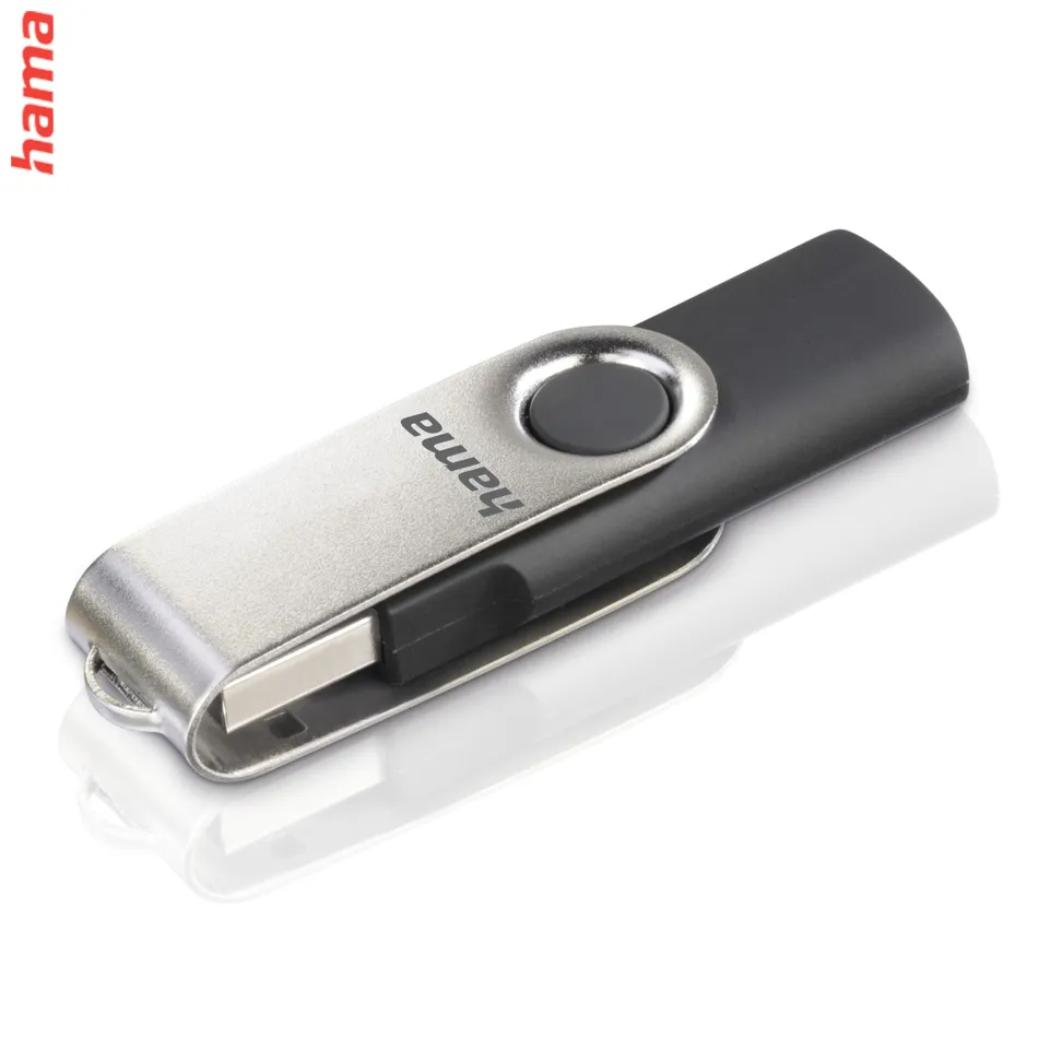 Hama USB 2.0 Flash Drive Rotate, 8 GB, 10 MB/s, čierna/strieborná