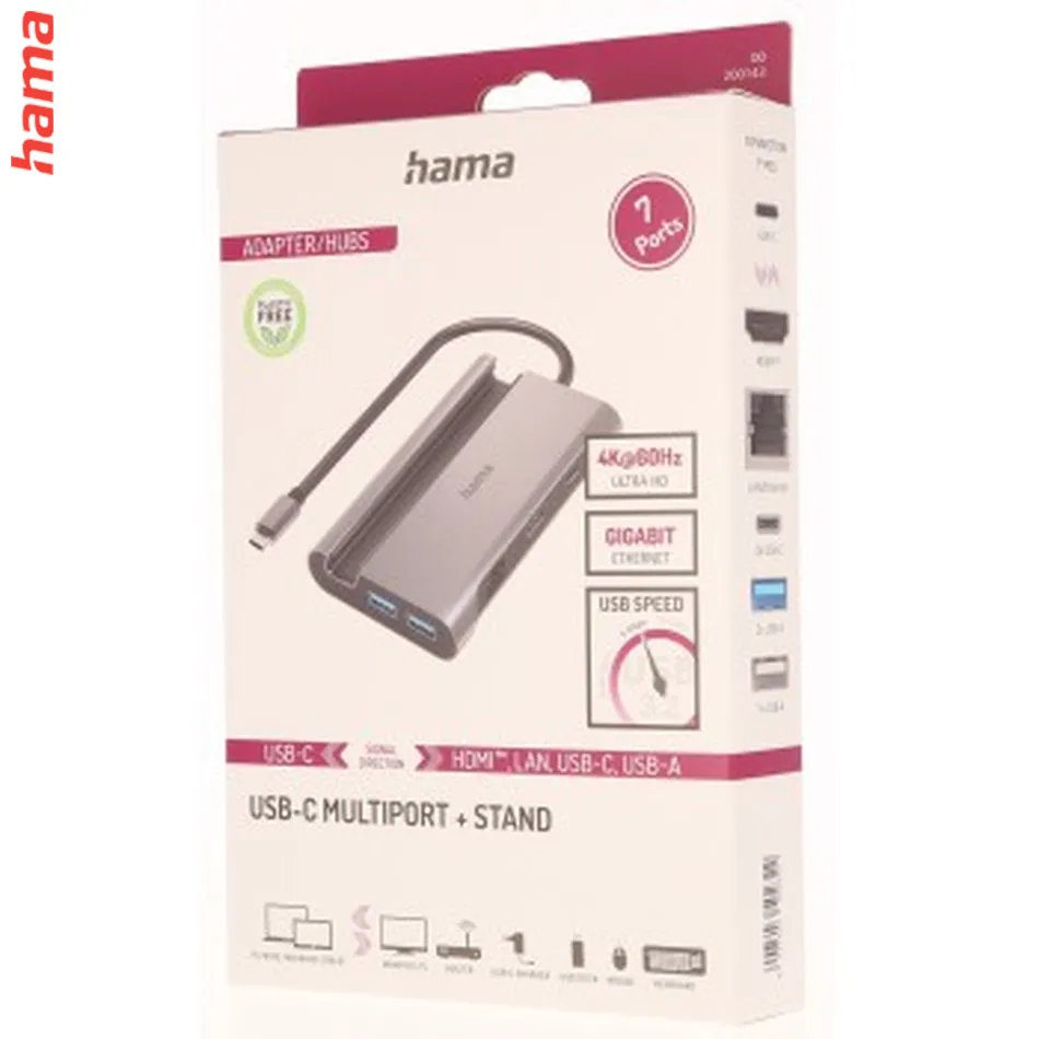 Hama USB-C hub Connect2Mobile V2, multiport, 7 portov