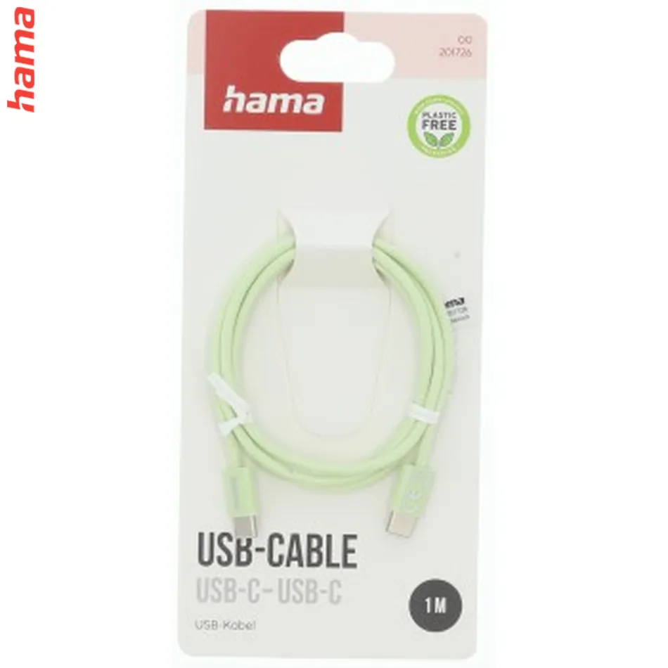 Hama USB-C 2.0 kábel Fabric, 1 m, opletený, zelený