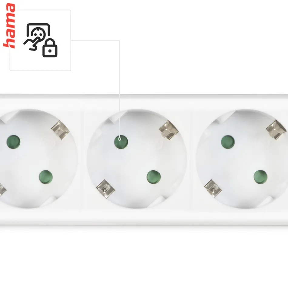 Hama predlžovací prívod s vypínačom, 3x zásuvka schuko, 1,4 m, biely