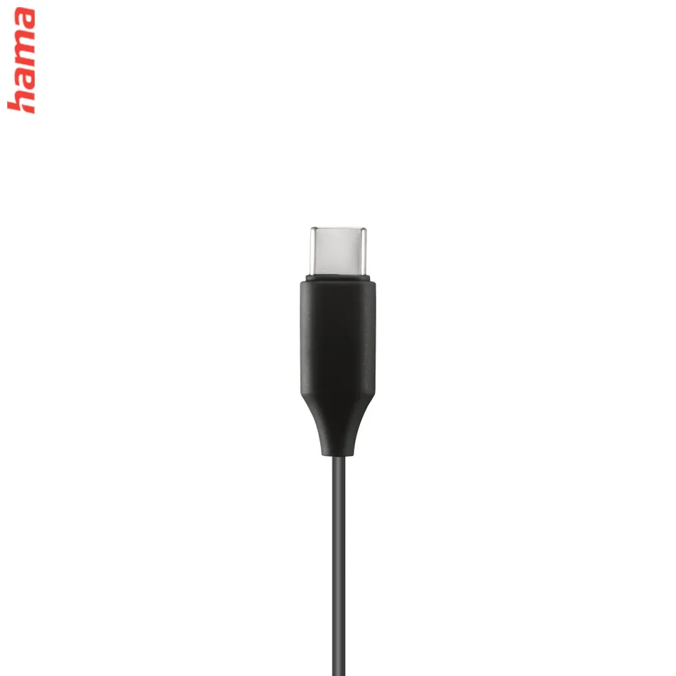 Hama USB-C slúchadlá s mikrofónom Calm, mini štuple, čierne