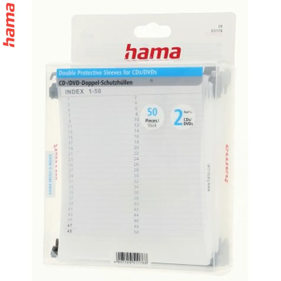 Hama ochranné obaly Double, pre 2 CD/DVD, biele, balenie 50 ks (cena za balenie)