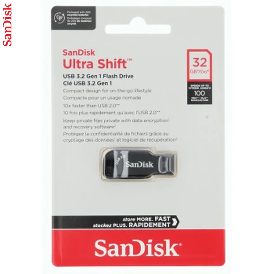 SanDisk Ultra Shift USB-A 3.0-Flashdrive, 32 GB