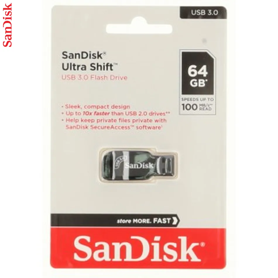 SanDisk Ultra Shift USB-A 3.0-Flashdrive, 64 GB