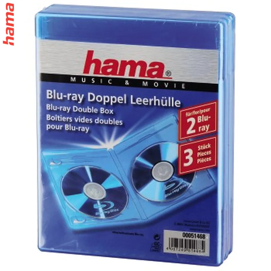 Hama Standard Double, obal na 2 Blu-ray disky, modrý, balenie 3 ks