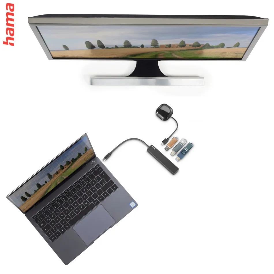 Hama USB-C hub, multiport, 4x USB, 1x HDMI