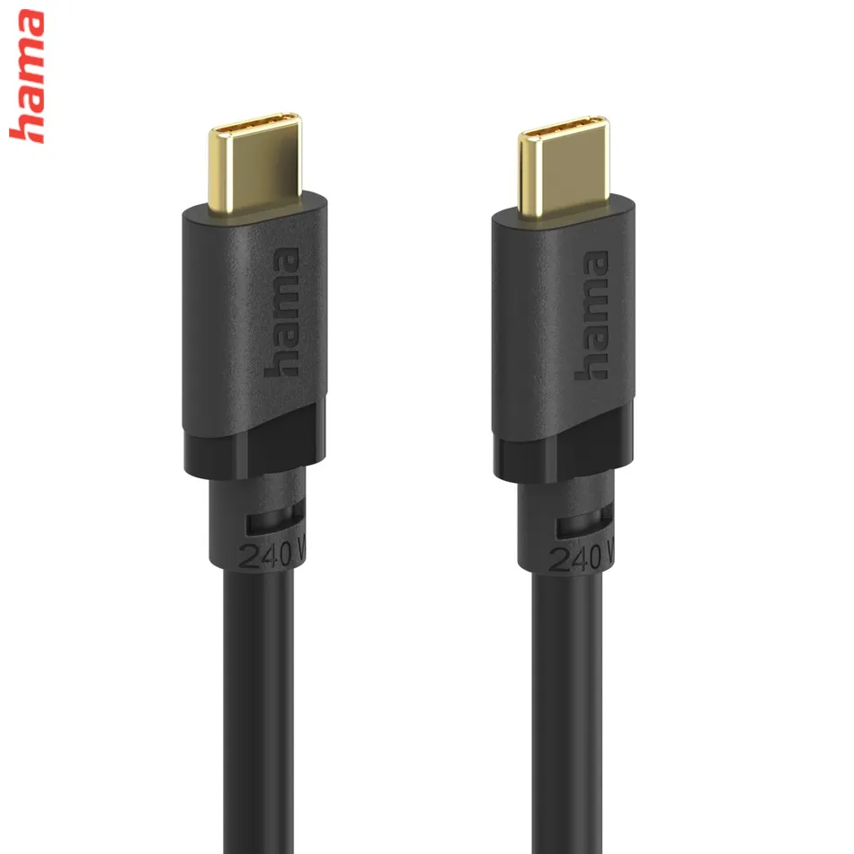 Hama USB C-C kábel 1,5 m, USB 3.2 Gen1 5 Gb/s, 240 W, čierny