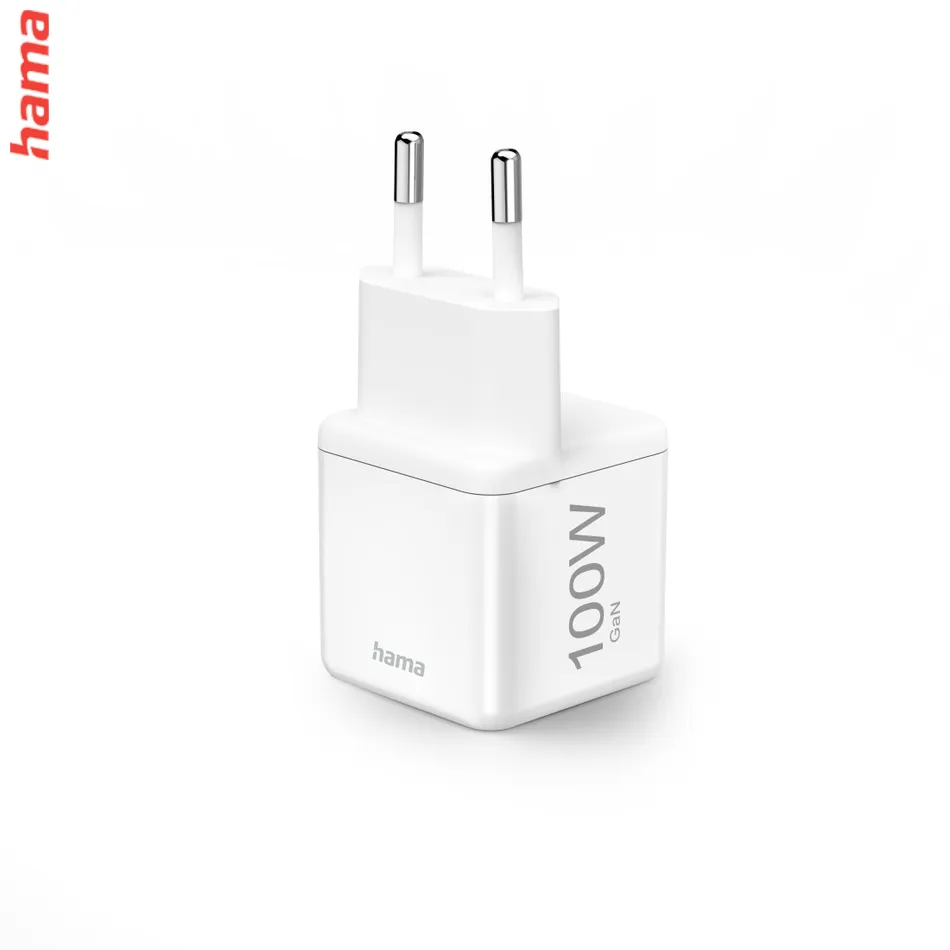 Hama Fast Charger, GaN, USB-C, Super-Mini Charger, PD, 100 W, white