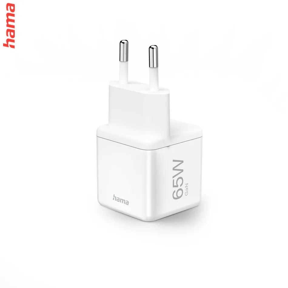 Hama Fast Charger, GaN, USB-C, Super-Mini Charger, PD, 65 W, white