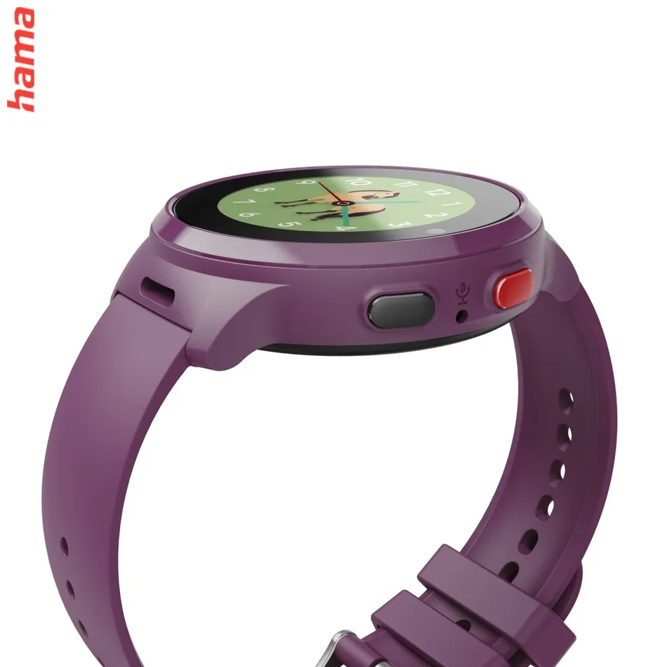 Detské smart hodinky, SIM, GPS, SOS tlačidlo, hlasové/video hovory, fialové
