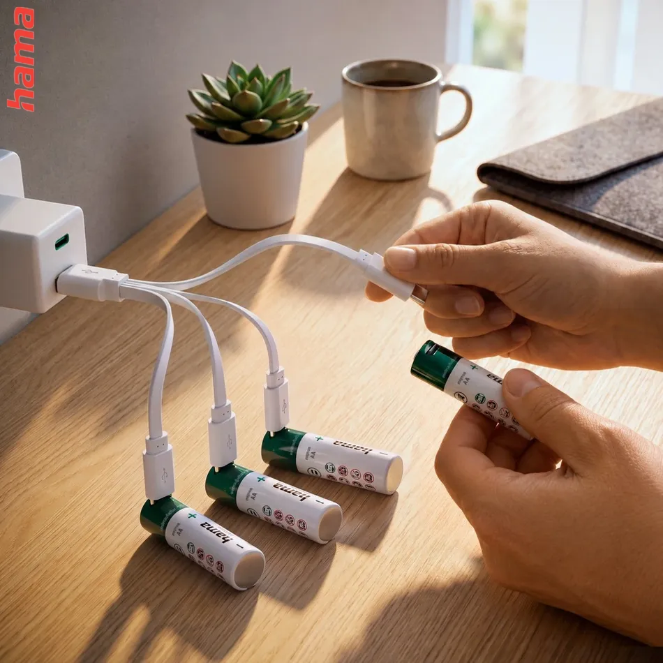 Hama nabíjateľné AA batérie, Li-Ion, 4 ks, 1900 mAh, USB-C konektor