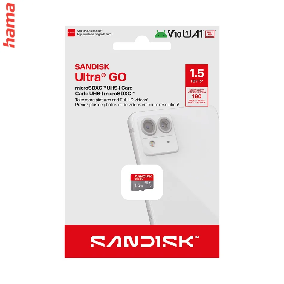 SanDisk micro SD karta Ultra GO 1,5 TB, UHS-I V10 A1, 190 MB/s