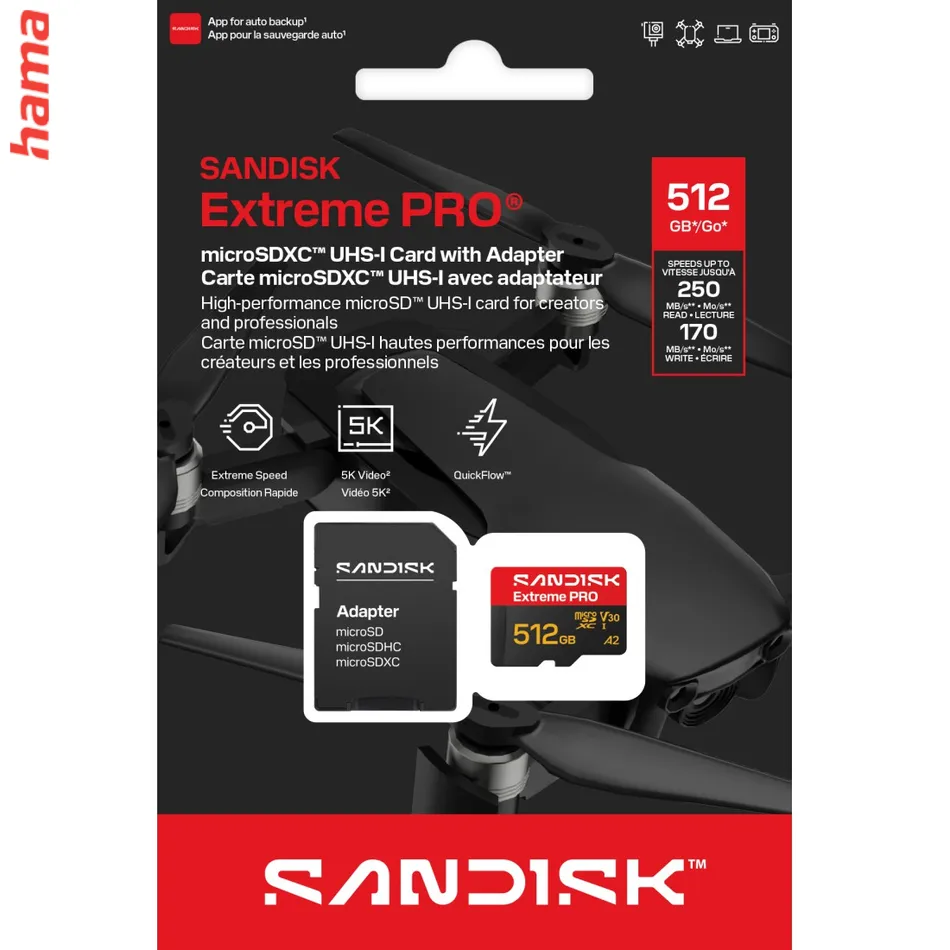 SanDisk micro SD karta Extreme PRO 512 GB, UHS-I V30 A2, 250/170 MB/s
