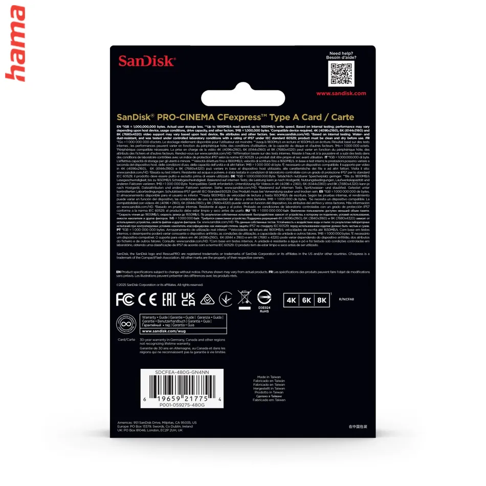 SanDisk PRO-CINEMA CFexpress Type A 960 GB, 1800/1650 MB/s