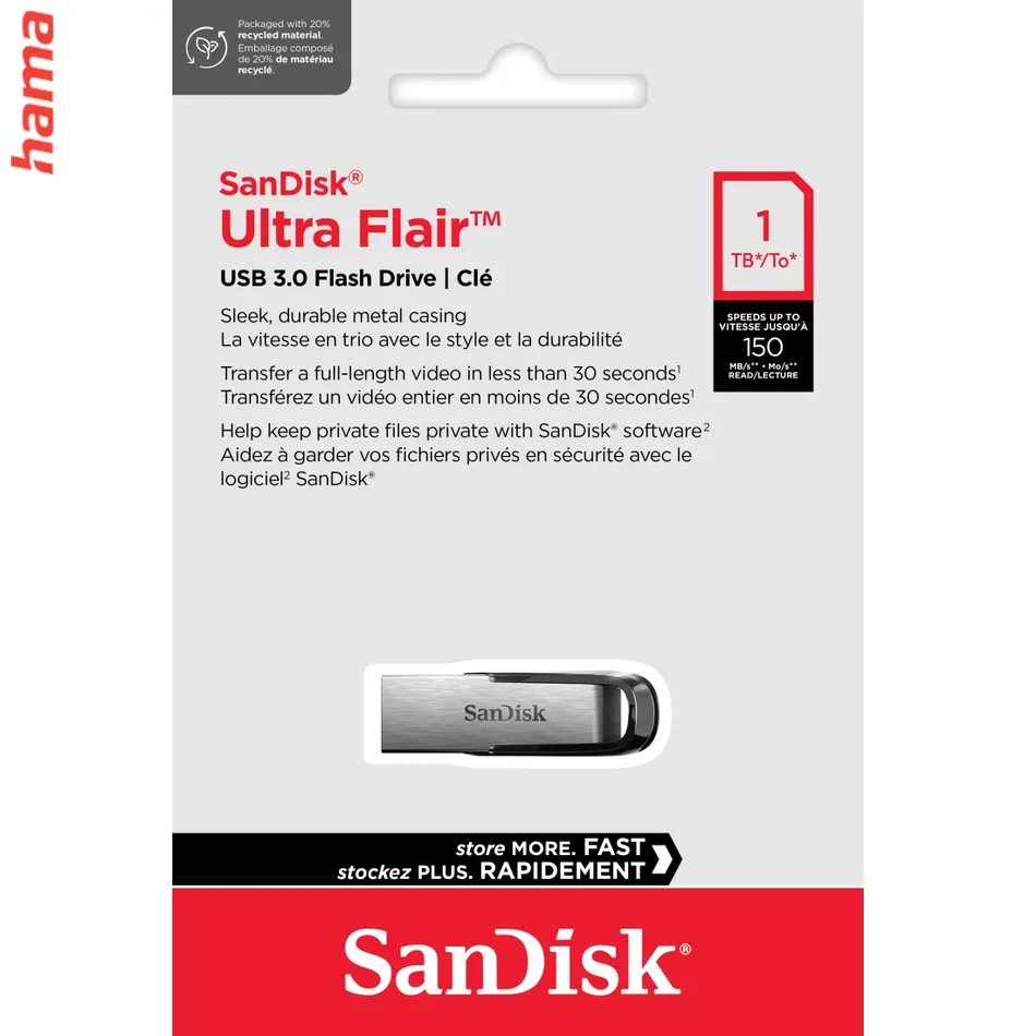 SanDisk Ultra Flair USB kľúč 1 TB, USB 3.0, USB-A, 150 MB/s
