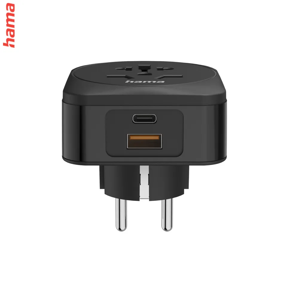 Hama zásuvkový adaptér univerzálny do EU, 3-pól., USB-A/USB-C PD 20 W